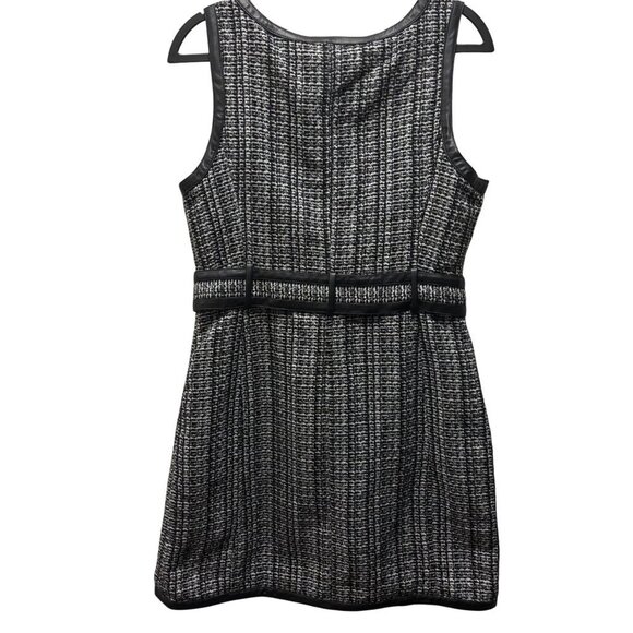 Maeve By Anthropologie Tweed Belted Mini Dress Size 12 Black & White Sleeveless - Picture 4 of 11
